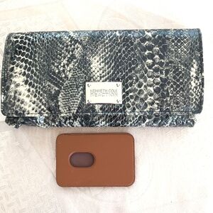 NEW Lot Kenneth Cole Reaction Faux Snakeskin Clutch & Anti-thief Card Protector